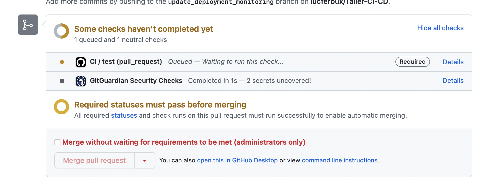 git pass integration tests