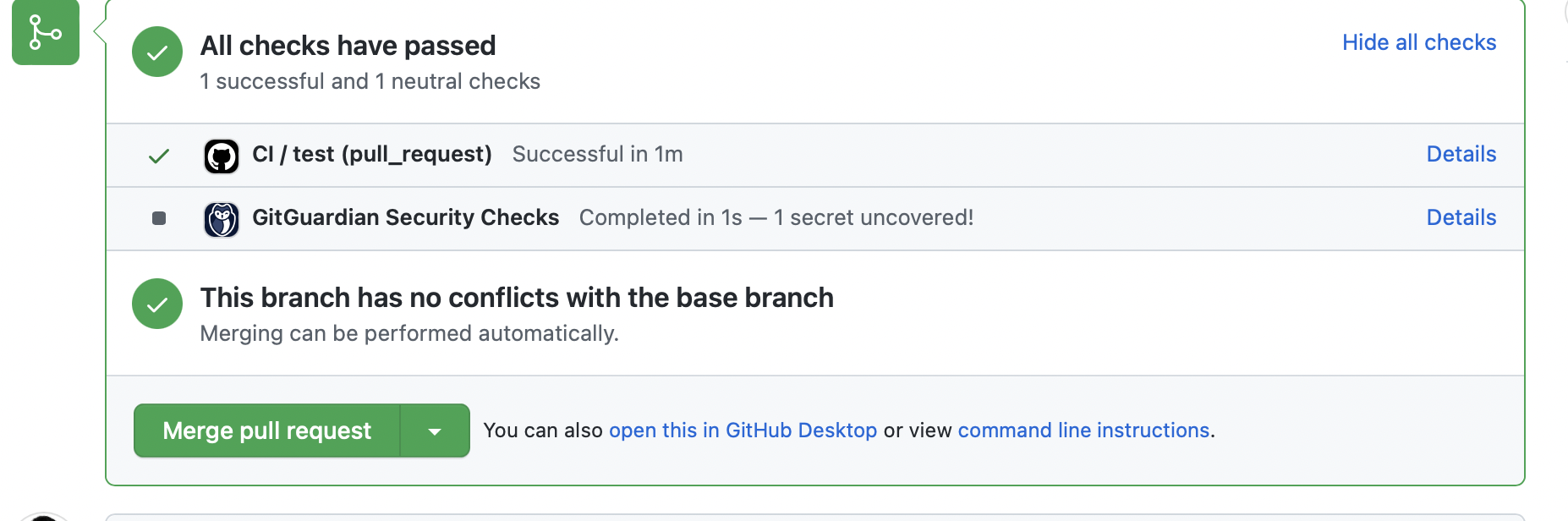git integration tests passed